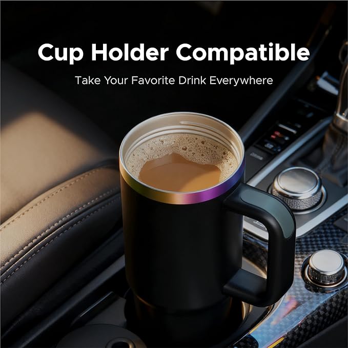 OMTech 30 oz. Tumblers with Handle & Lid, 12 Pack Tumbler Bulk with Double Wall Vacuum Insulation, Food-Grade Stainless Steel Insulated Coffee Mug, Sweatproof Travel Mug for Hot Cold Drinks, Black - Bloomnest