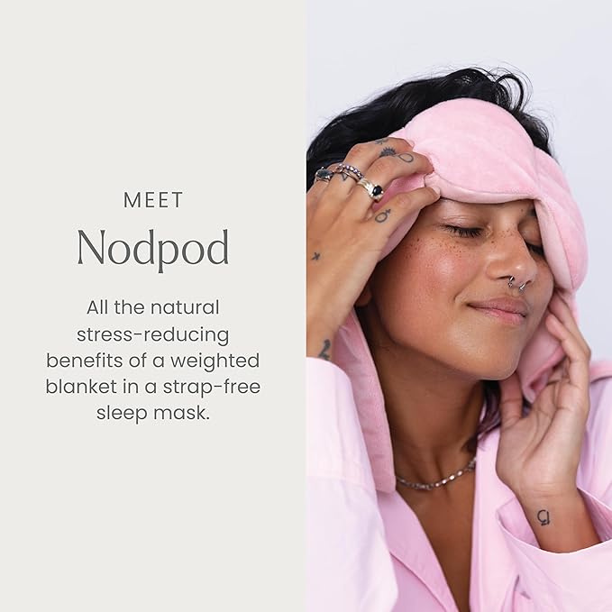 Nodpod Weighted Blanket & Sleep Mask Bundle – Ultra-Soft Body Blanket with Glass Beads + Light-Blocking Eye Mask – Relaxation, Comfort, Travel & Better Sleep - Blush Pink - Bloomnest