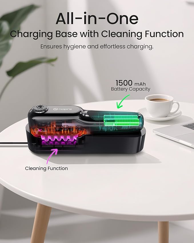 NAPRE Electric Scalp Massager,Head & Hair Massager Scalp Stress Relax,Cordless Handheld Muscle Massager with Horizontal Vibration for Face,Neck,Shoulder & Body,with Charging Dock Napre