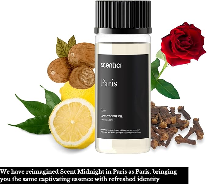 Scentia Hotel Diffuser Oil Inspired by The Hotel Costes Paris Scent - 50 mL 1.69 fl oz - Fragrance Oil Blend Rose,Clove &Sandalwood for Aromatherapy Diffuser & Humidifiers -Paris - Bloomnest