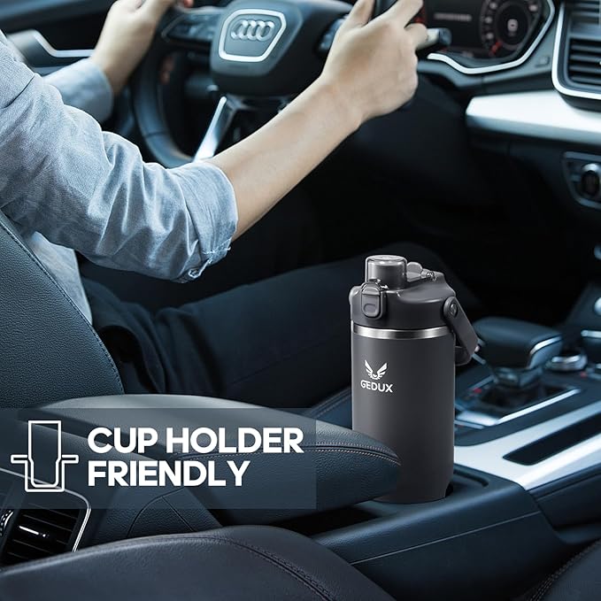 32 oz Stainless Steel Tumbler with Handle and Straw, Vacuum Insulated Water Bottle with 2-in-1 Lid (Chug/Straw) and Silicone Boot，Keeps Drinks Hot and Cold - Bloomnest