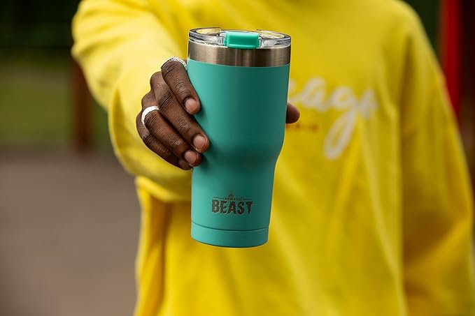 Beast 20 oz Tumbler Stainless Steel Vacuum Insulated Coffee Ice Cup Double Wall Travel Flask (Aquamarine Blue) - Bloomnest