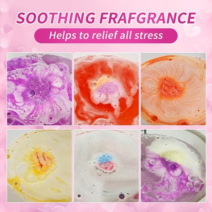XL Large Bath Bombs for Women Gift Set - 6 Natural and Bath Bombs with Essential Oils & Moisturizing Shea Butter, Spa Birthday Gift, Selfcare Gifts for Her, Women, Teen Girls, Kids Gift - Bloomnest
