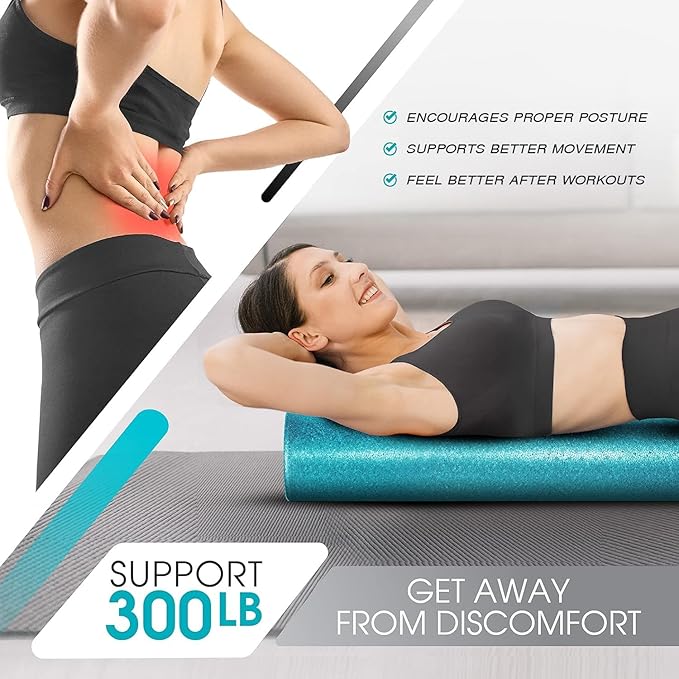 Yes4All High-Density EPP Round Back Roller Foam, Exercise Foam Roller for Yoga, Pilates & Stretching - 12, 18, 24, 36 inch - Bloomnest