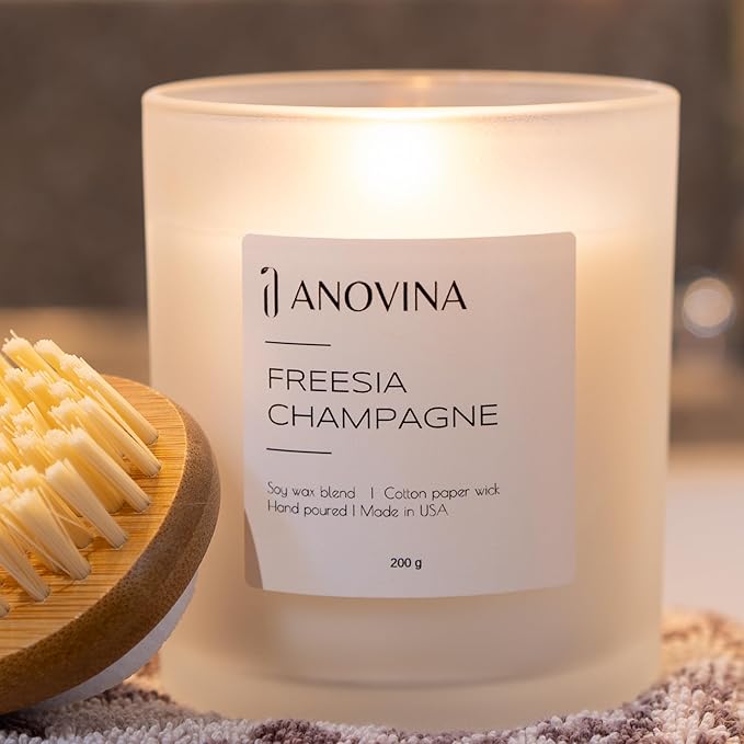 Champagne Toast Candle Gift – Luxury Freesia & Champagne Scent – Scented Candles for Women – Aromatherapy Candle Gift Box – Made in USA – Brown Glass Jar - Bloomnest