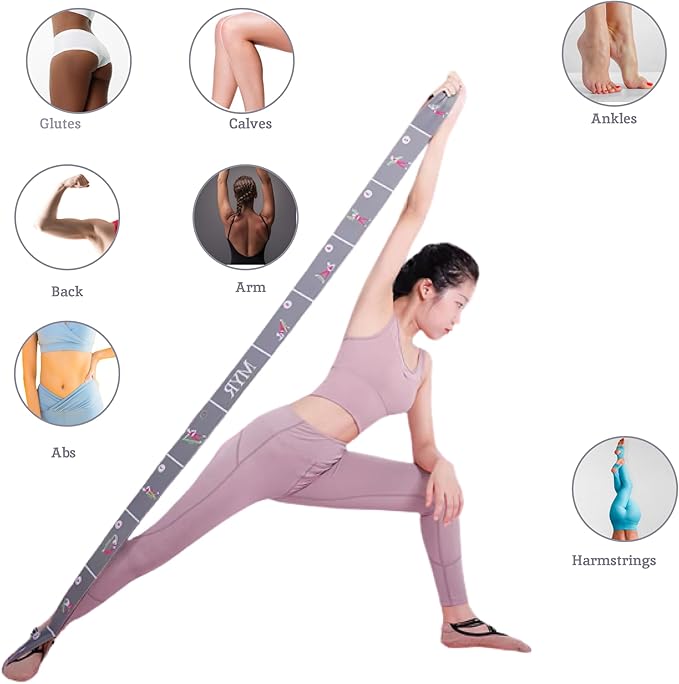 2 PCS Stretch Bands For Kids and Adults – Yoga Straps for Stretching with Multi- Loop – Workout Guide – Video For Exercise, Elastic Stretch Strap Pilates, Yoga, Dance, Gymnastics, Dance, Ballets Bands - Bloomnest