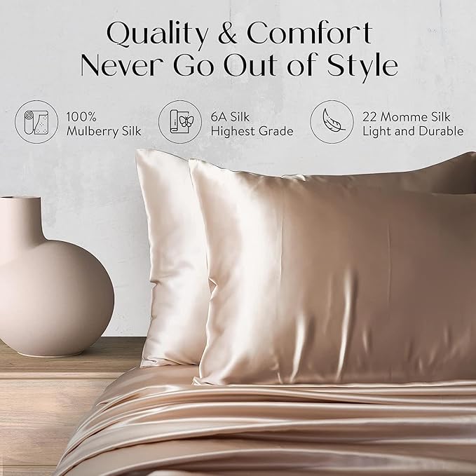 Silk Pillowcase for Hair and Skin, Special Edition Patterned Silk Pillowcase, 100% Mulberry Silk Pillowcase, Silk Pillow Cases King, Caramel Swirl Real Only by Colorado Home Co - Bloomnest