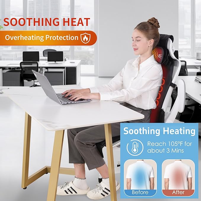 Shiatsu Back Massager with Heat, Massage Chair Pad for Full Back, Seat Massager for Office/Home,Gift for Father/Mother - Bloomnest
