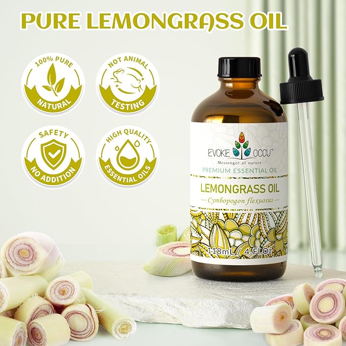 EVOKE OCCU Lemongrass Essential Oil for Diffuser Candle Spray Soap Making - 4 FL Oz - Bloomnest
