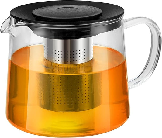 Glass Teapot 51oz/1500ml with Removable Stainless Steel Infuser Tea pot, Heatproof Borosilicate Glass Tea Make, Stovetop Safe Glass Tea Kettle for Loose and Blooming Leaf Tea - Bloomnest