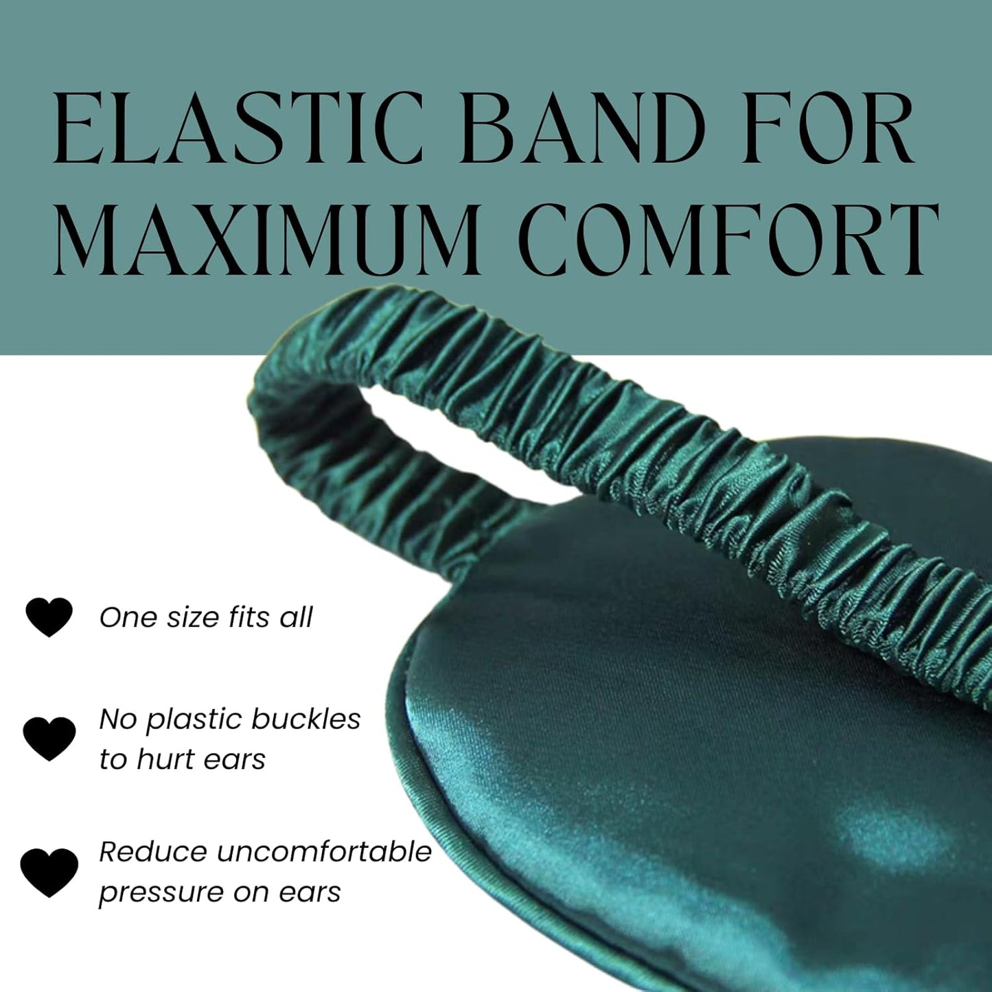 Silk Satin Sleeping Eye Mask, Dark Green Sleep Eye Mask Night Blindfold for Women and Men, Soft Breathable Blackout Eyeshade Eye Cover for Travel, Wedding Bridesmaid Gift