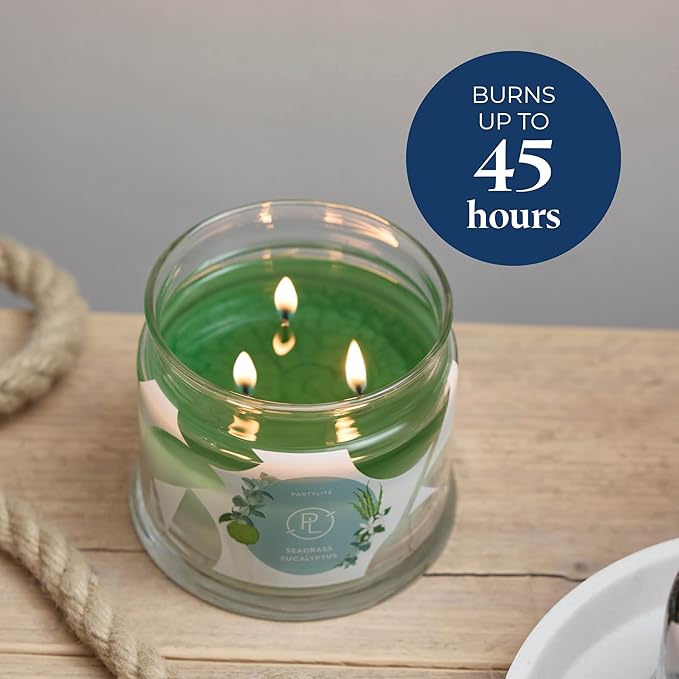 PartyLite Sea Grass Eucalyptus Scented, Notes of Eucalyptus, Lemon, Seagrass & Driftwood, 13.2oz 3-Wick Jar Candle, 45 Hour Burn Time, Luxurious Fragrance, Ideal for Gifting - Bloomnest