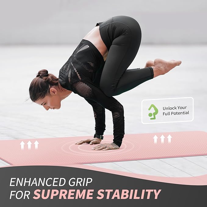 CAMBIVO Yoga Mat for Women Men Kids, 1/3 & 1/4 & 2/5 Inch Extra Thick Yoga Mat Non Slip, 72" x 24" TPE Yoga Mats, Workout Mat with Carrying Strap for Yoga, Pilates and Floor Exercises - Bloomnest