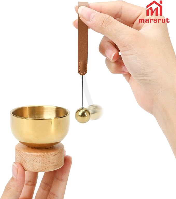 Mini Singing Bowl Set – 2.36" Tibetan Handcrafted Brass Sound Bowl for Meditation, Yoga, Relaxation, Mindfulness, Self-Regulation, Chakra Healing, Stress Relief Therapy, Spiritual Gift for Women Men - Bloomnest