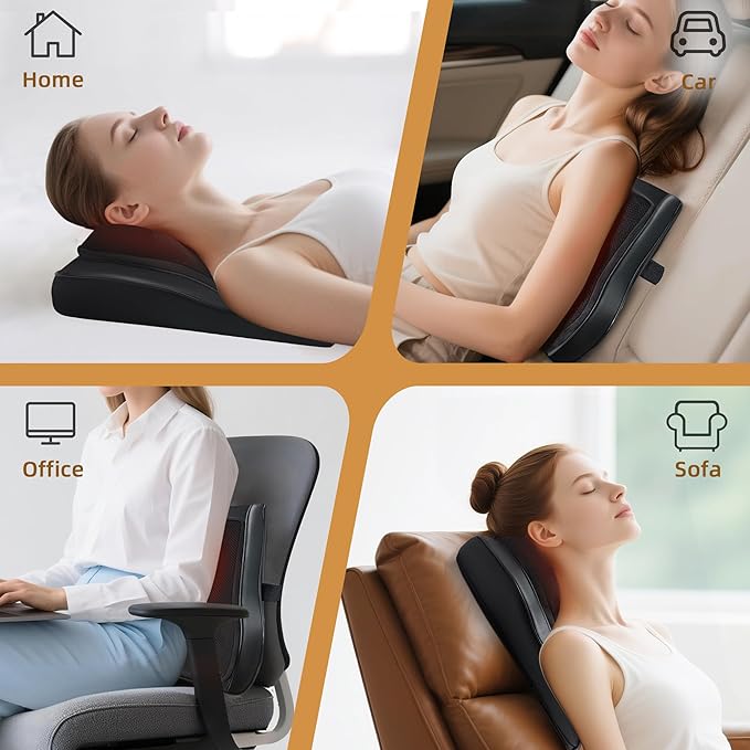 Joyset Back Massager with Heat,Neck Massager for Back Pain Deep Tissue,4D Kneading Shiatsu Lower Back Massage Pillow for Neck Shoulder Legs,Gifts for Mom,Dad,Women,Men - Bloomnest