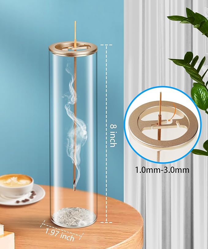 Incense Holder for Sticks [Anti-Ash Flying], Modern Insence-Stick Burner Holder with Removable Glass Ash Catcher, for Home Decor Yoga Meditation - Bloomnest