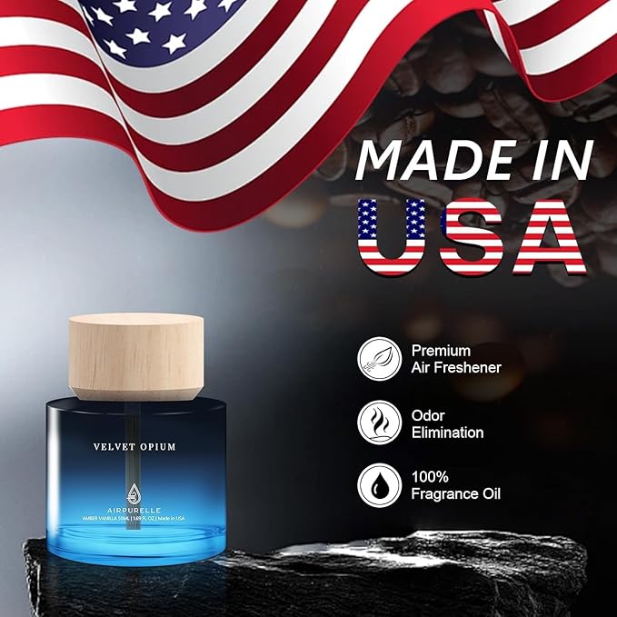 Car Air Freshener 50ML (1.7 FL OZ) Car Air Fresheners Diffuser, Amber Vanilla Fragrance Oil Car Air Freshner, 180+ days Long Lasting Car Perfume, Wooden Cup Design, Made in USA - Bloomnest
