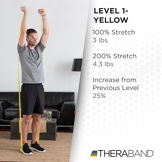 THERABAND Resistance Band 25 Yard Roll, Non-Latex Professional Elastic Stretch Bands for Upper & Lower Body Exercise Workouts, Physical Therapy, Lower Pilates, Flexibility, & Rehab, Dispenser Box - Bloomnest