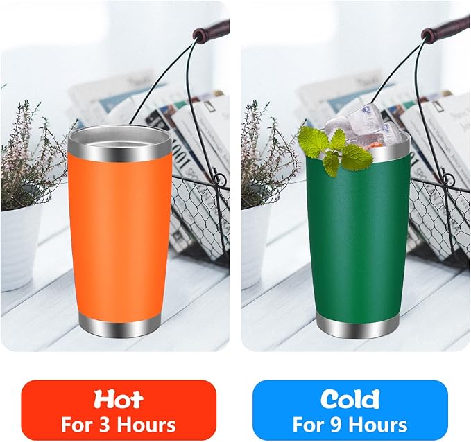 VEGOND 20oz Tumbler with Lid and Straw Stainless Steel Tumbler Cup Vacuum Insulated Double Wall Travel Coffee Mug Powder Coated Coffee Cup(Orange 1 Pack) - Bloomnest