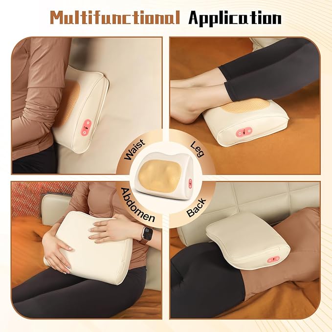 Shiatsu Back and Neck Massager with Heat,Cordless Portable 3D Electric Massage Pillow,Deep Tissue Massage for Neck,Shoulder,Leg,Back Pain Relief,Use for Home,Car,Office,Travel,Gifts for Dad,Mom - Bloomnest
