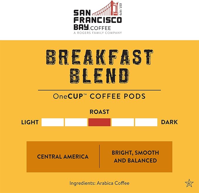 San Francisco Bay Compostable Coffee Pods - Breakfast Blend (80 Ct) K Cup Compatible including Keurig 2.0, Medium Roast - Bloomnest