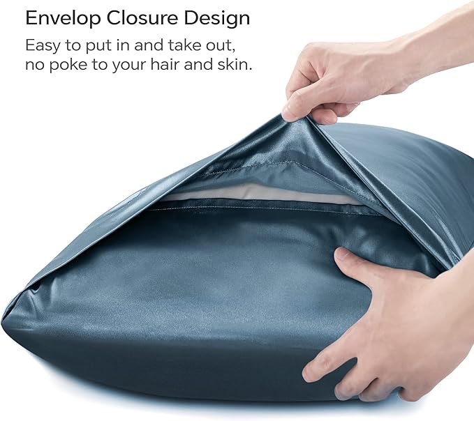 BEDELITE Satin Body Pillow Cover, Super Soft and Cooling Body Pillow Pillowcase for Hair and Skin, Breathable Silky Full Long Pillowcase Cover(20"x54", Bluesteel) - Bloomnest