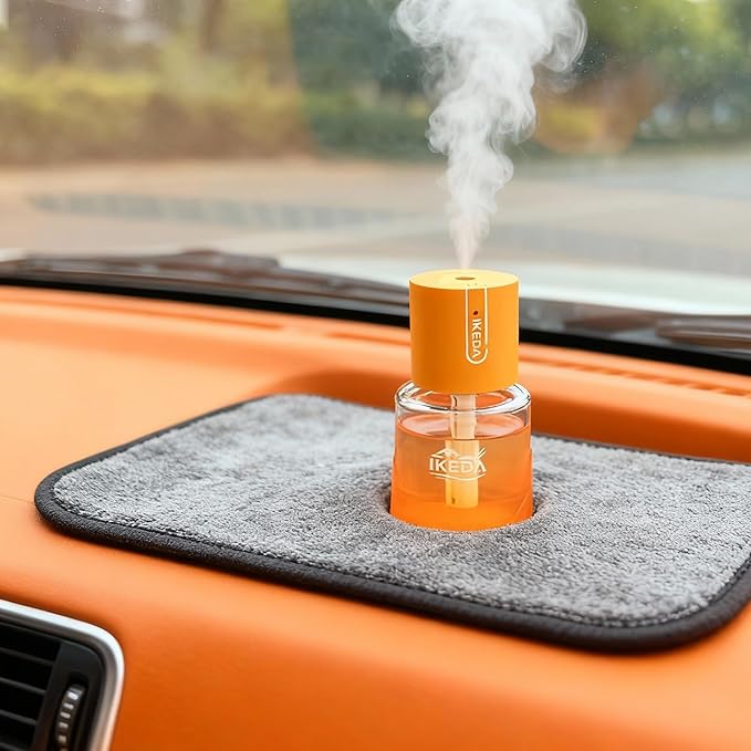 Ikeda Fragrance Smart Car Air Freshener,100ml Essential Oil Diffuser Aroma Diffuser, 3 Mode Adjustable Mini Scent Spray for Car with Touch Switch, Automotive Humidifier for Gift(Orange, Lavender) - Bloomnest