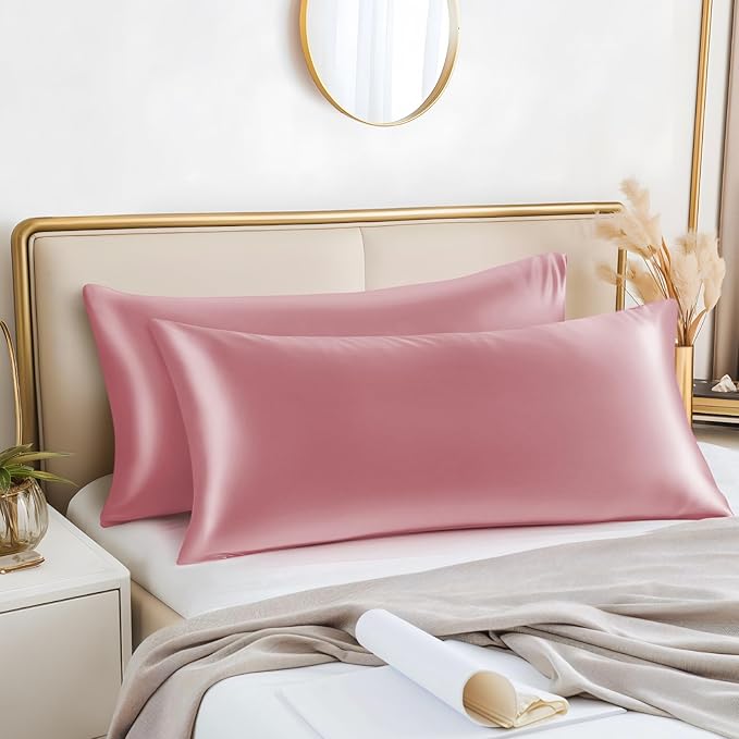 BEDELITE Satin Body Pillow Cover 2 Pack, Super Soft and Cooling Body Pillow Pillowcase for Hair and Skin, Breathable Silky Full Long Pillowcase Cover(20"x54", Nostalgia) - Bloomnest