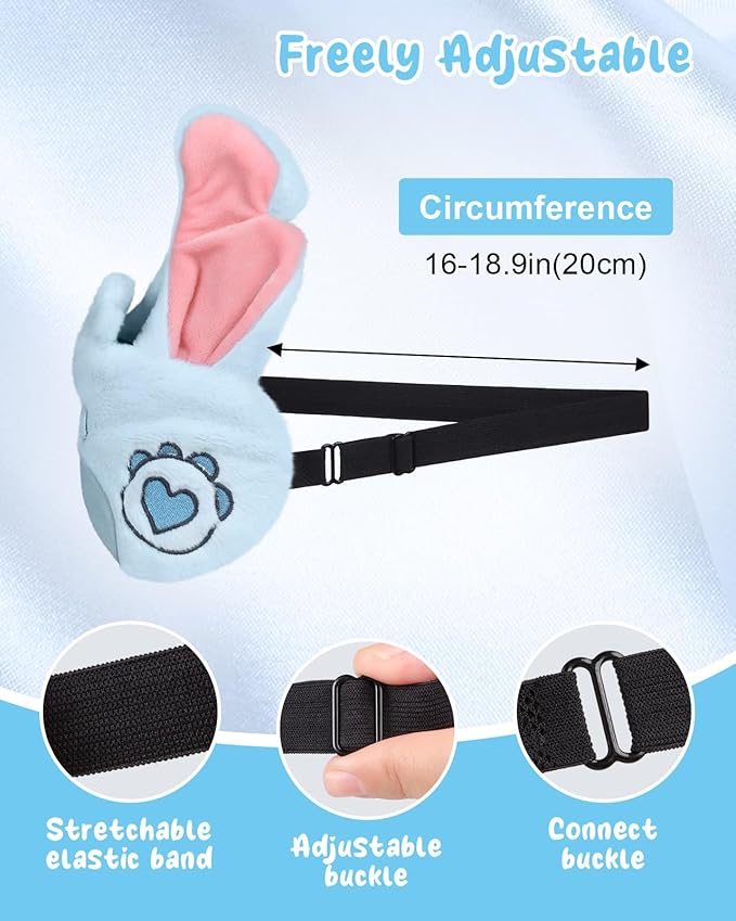 Sleep Mask for Kids - Cute Cartoon Plush Fuffy Sleeping Eye Cover Love Blue Kawaii Soft Eyeshade with Adjustable Strap Animal Eye Blindfold for Kids Girls Boys Teens - Bloomnest