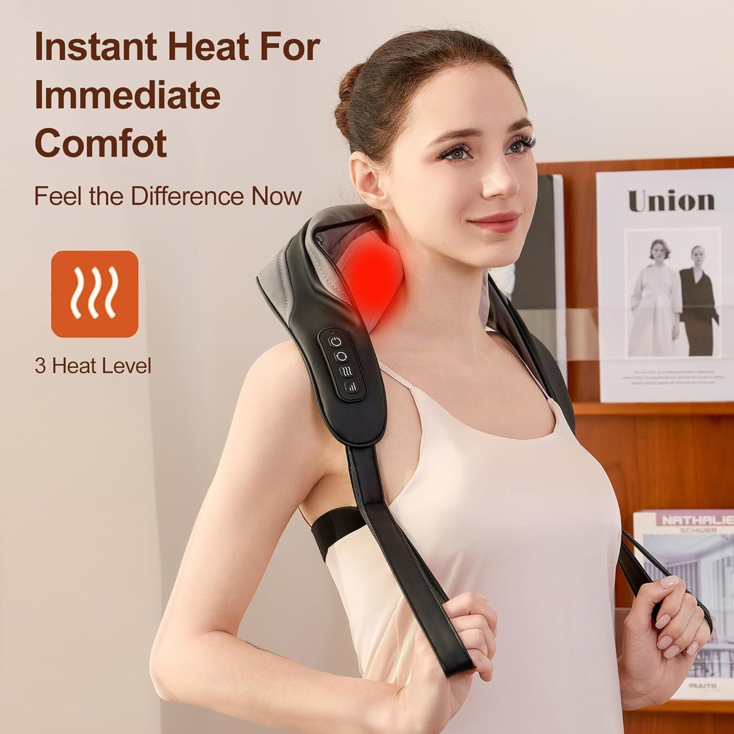 Neck Massager for Pain Relief Deep Tissue, Shiatsu Neck and Back Massager With Heat, Electric Massage Pillow for Shoulder Leg Body Muscle Pain Relief, Gifts For Women Men Mom Dad (Grey【with bag】)