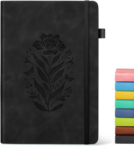 Lined Journal Notebook for Women, A5 Pink Hardcover Leather Journals for Writing, 200 Pages Travel Daily Journal,Thick College Ruled Notebook for Work School, Note Taking, Business 5.75'' X 8.38'' Black - Bloomnest