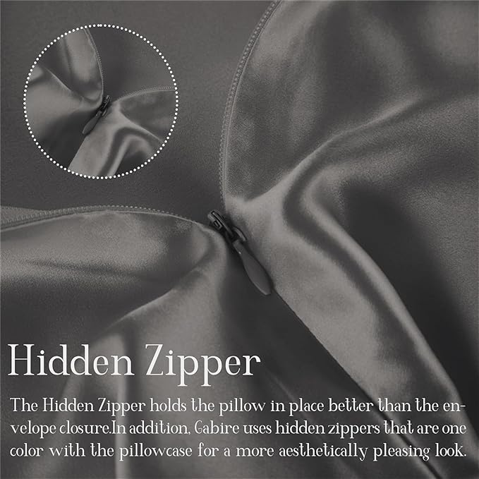 Mulberry Silk Pillow Case for Hair and Skin Prevent Acne Pillow Cases Both Sides Real Silk Pillowcases Organic Silk Pillowcase with Hidden Zipper, Grey, Queen (20"×30") - Bloomnest