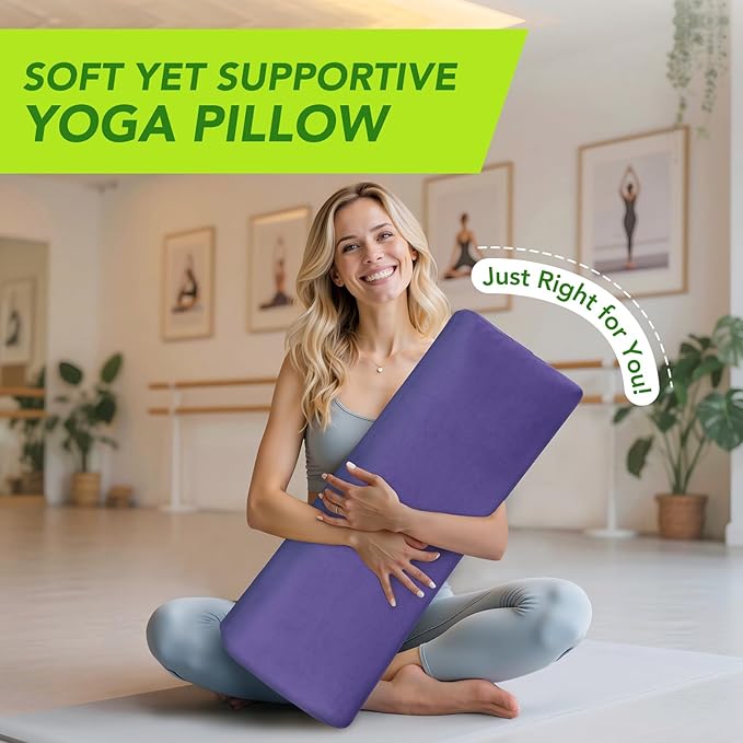 Wellsin Rectangular Yoga Bolster - Meditation Pillow with Washable Suede Cover, 27"X10" X5.5" - Bloomnest