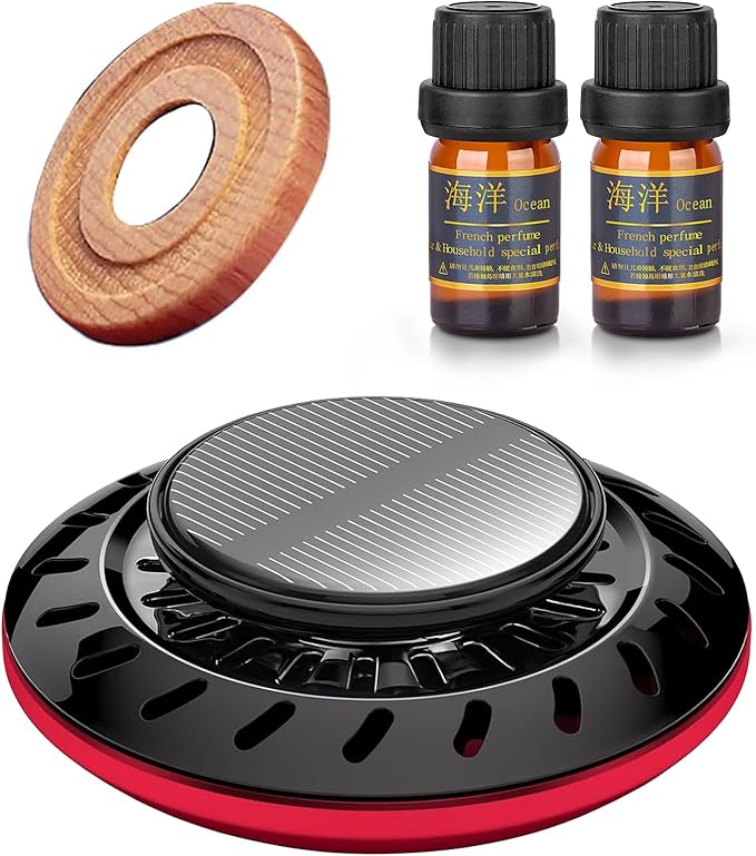 Kwak's Car Air Freshener,Rotating Solar Aromatherapy Essential Oil Diffuser Scent Car Decoration Car interior accessories(red) - Bloomnest