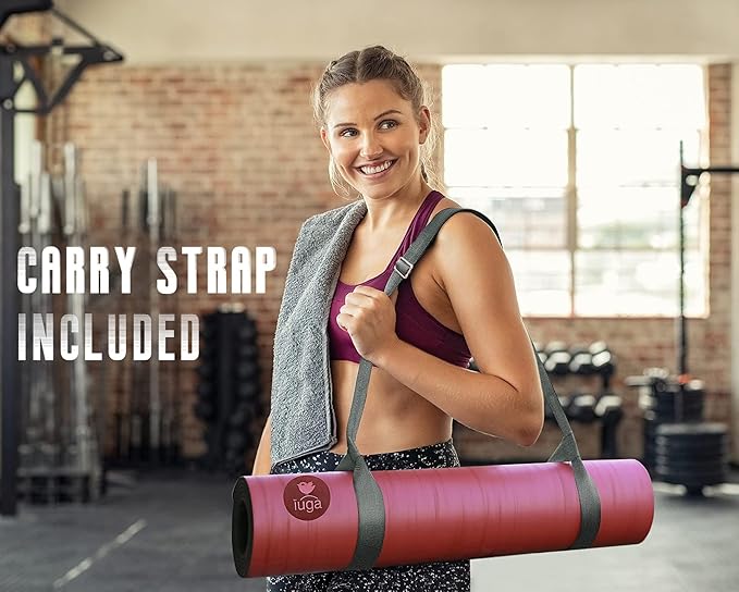 IUGA Pro Yoga Mat Non Slip Pilates Mat Anti-tear Eco Friendly Hot Yoga Mat with SGS Certified Material Free Carrying Strap Included