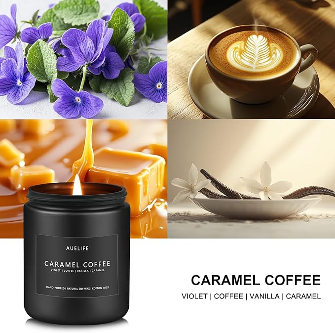 Caramel Coffee Candle | Men Scented Candles for Home, Candles Gifts for Women Men - Soy Candle for Home Scented - Aromatherapy Gifts for Men - 7oz 50 Hours Long Burning - Bloomnest