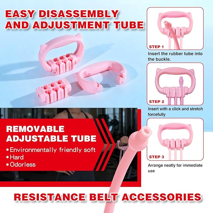 6 Gear Adjustable Resistance Bands, Fitness Resistance Bands Exercise Bands with Comfort Grips, Unisex, for Arms, Chest Extender, Home Workout, Fitness, Pilates - Bloomnest