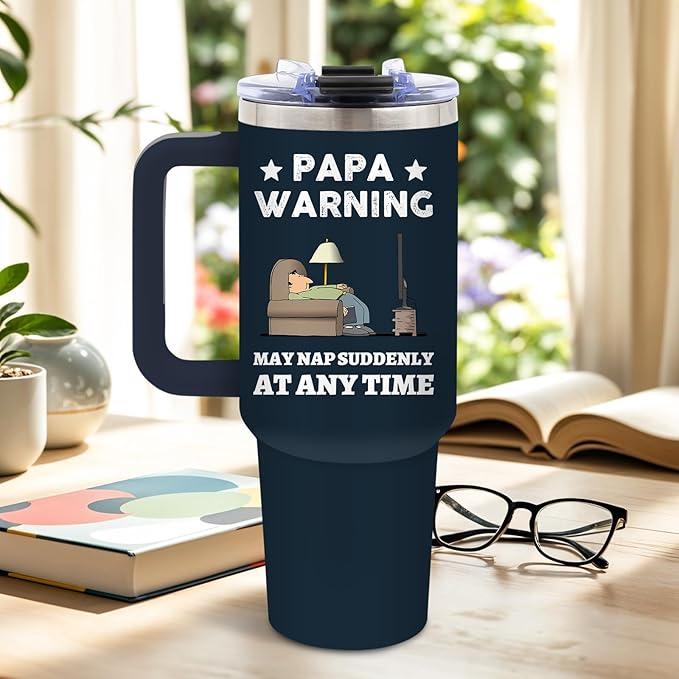 DUUV Papa Tumbler 40 Oz, Funny Papa Gifts for Dad from Daughter Son Kids, Christmas Birthday Gifts for Daddy Stepdad Elderly Father, Dad Tumbler Stainless Steel Insulated Travel Mug with Handle, 1PCS - Bloomnest