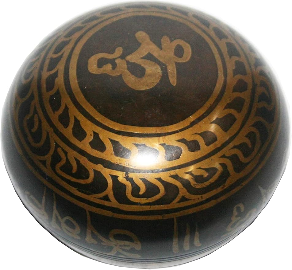 3003 SB 'D' Note Sacral Chakra Antique Tibetan Auspicious Symbol Bowl Set ~ Nepal - Bloomnest