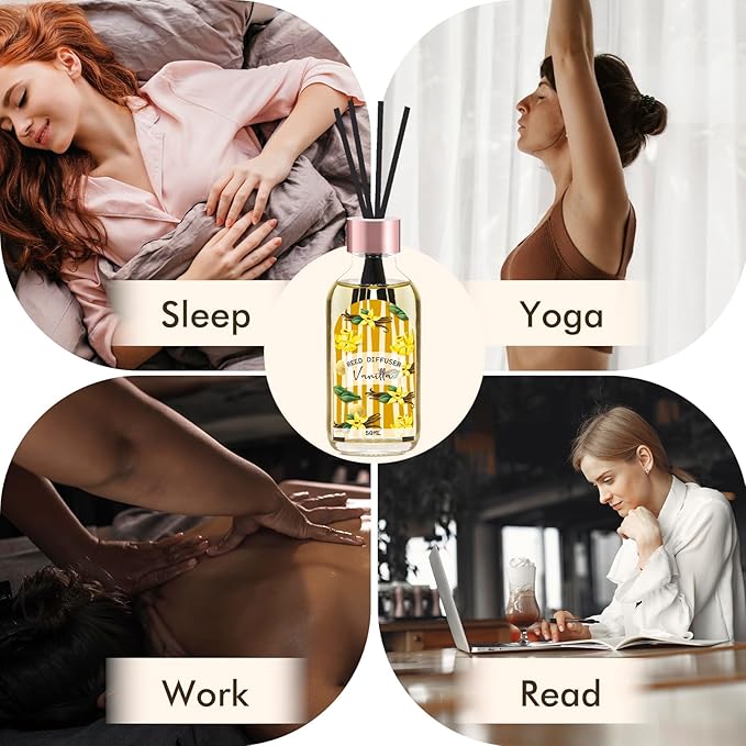 Reed Diffuser Set of 3 Pack, Linen Vanilla Citrus Scented Oil Diffuser with 15 Sticks, Reed Diffusers for Home, Bathroom Air Freshener, 1.7 Fl.oz Each, Total 5.1 Oz - Bloomnest
