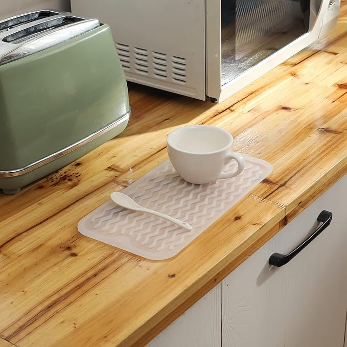 Silicone Dish Drying Mat for Multiple Usage,Easy clean,Eco-friendly,Heat-resistant Silicone Mat for Kitchen Counter or Sink,Refrigerator or Drawer Liner Translucent S 12 inches x 6 inches - Bloomnest