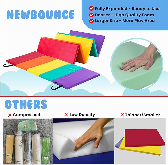 New Bounce Tumbling Mat for Kids - Gymnastics Mat - Folding Exercise Tumble Mat for Home Gyms - Bloomnest