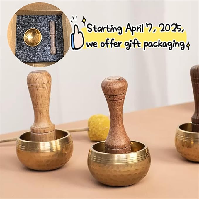 Tibetan Singing Bowl Set (Mini),Hand Hammered In Nepal For Yoga, Meditation, Mindfulness, Energy Healing & Chakra Balancing, Himalayan Sound Bowl, Exquisite Feng Shui Meditation Bowls - Bloomnest