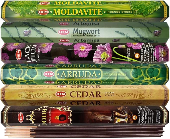 Hem Incense Sticks Variety Pack #27 and Incense Stick Holder Bundle with 6 Leafy Fragrances - Bloomnest