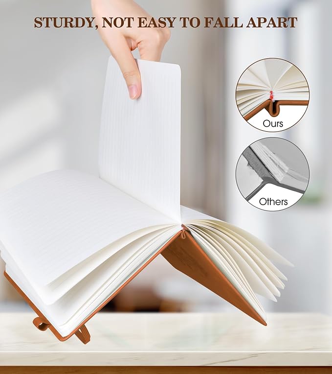 Lined Journal Notebook for Men Women, A5 Brown Leather Journals for Writing, 200 Pages College Ruled Journal Notebook, Travel Daily Journal Notebook for Work School, Note Taking 5.75'' X 8.38'' - Bloomnest