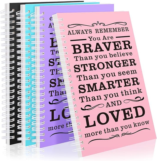 Spiral Notebook Journal, 4 Pcs Hardcover Spiral Notebooks,College Ruled Hardcover Notebook for Work,A5 Notebooks for Work School Note taking, Lined Journal for Women (always 4 colors) - Bloomnest