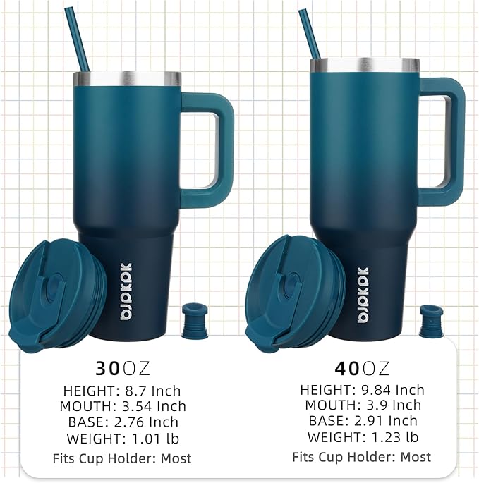 BJPKPK 40 oz Tumbler With Handle Insulated Tumblers With Lid And Straw Stainless Steel Thermal Cup,Indigo Black - Bloomnest