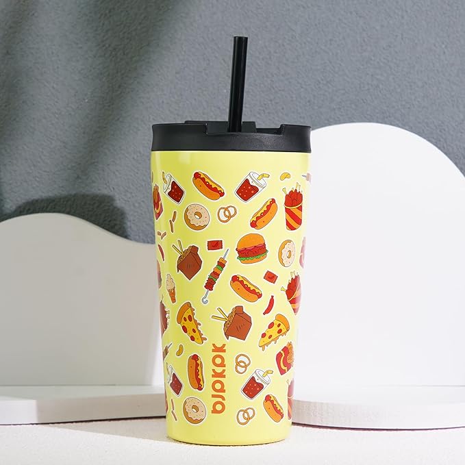 BJPKPK 18oz Tumbler With lid And Straw Stainless Steel Travel Coffee Mug Insulated Tumblers Cups,Yummy - Bloomnest