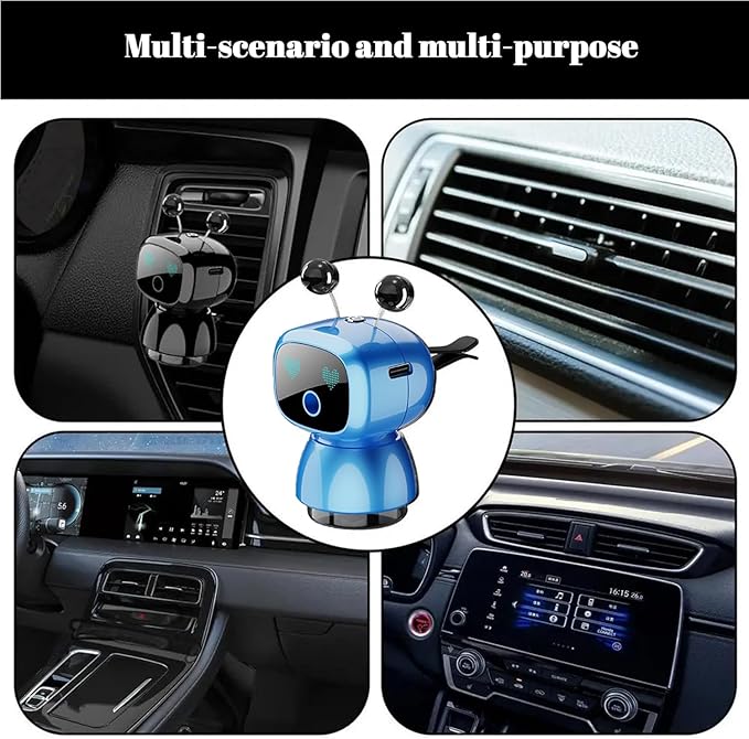 Robot Intelligent Aromatherapy Machine, Smart Cute Robot Car Air Freshener - Fine Spray/Fillable/Four-Gear Adjustment/Vibration Sensing/On-Off/Large Capacity Long-Lasting Fragrance/V3 (Blue, Ocean) - Bloomnest