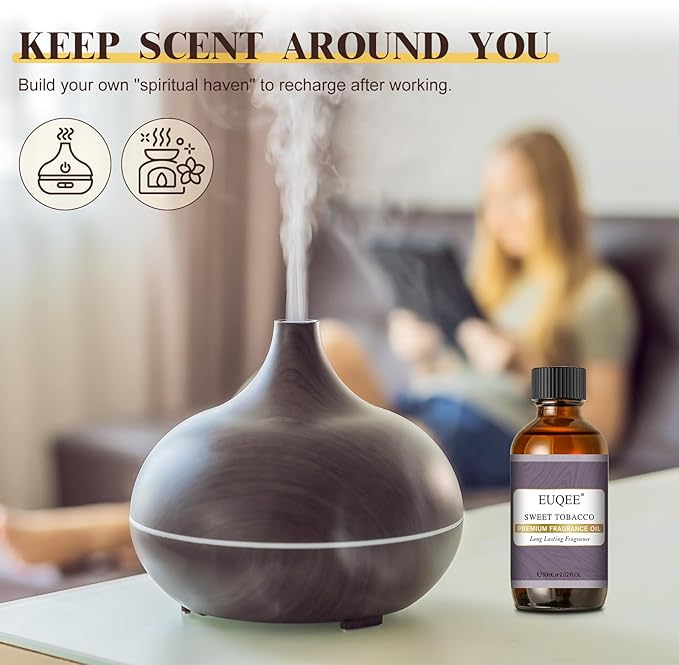EUQEE Sweet Tobacco Fragrance Oil 2.02 Fl oz Fragrance Essential Oil with Glass Dropper for Diffuser, Aromatherapy, Soap Making (60ml) - Bloomnest